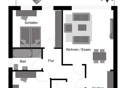Bungalow Doppelhaus 90 m² EG Ansicht 1